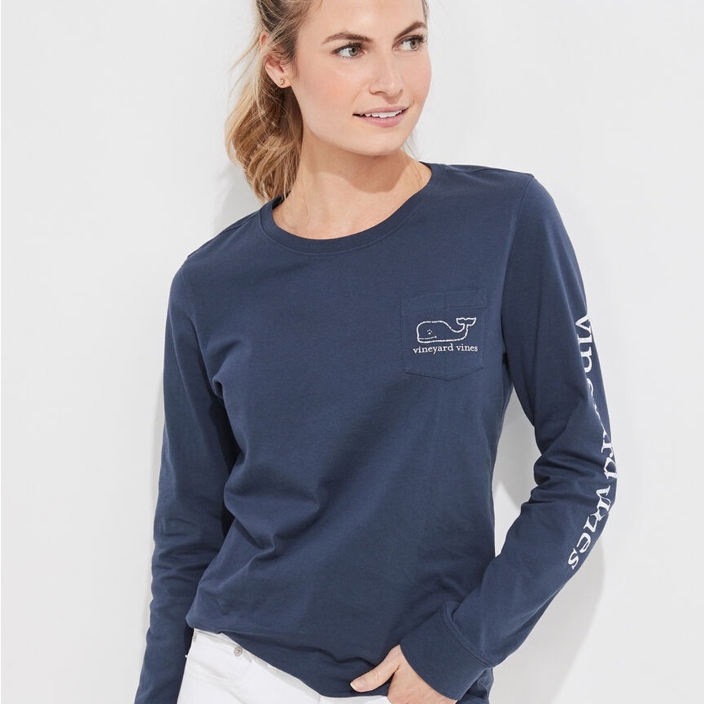 VINEYARD VINES Vintage Whale Long-Sleeve Pocket Tee